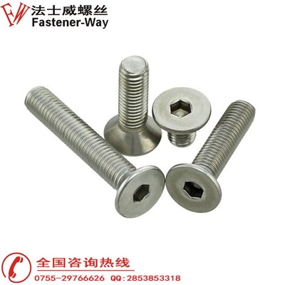 N7991 316不锈钢 沉头平头内六角螺丝