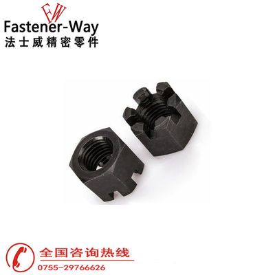 法士威碳钢发黑六角开槽螺母螺帽